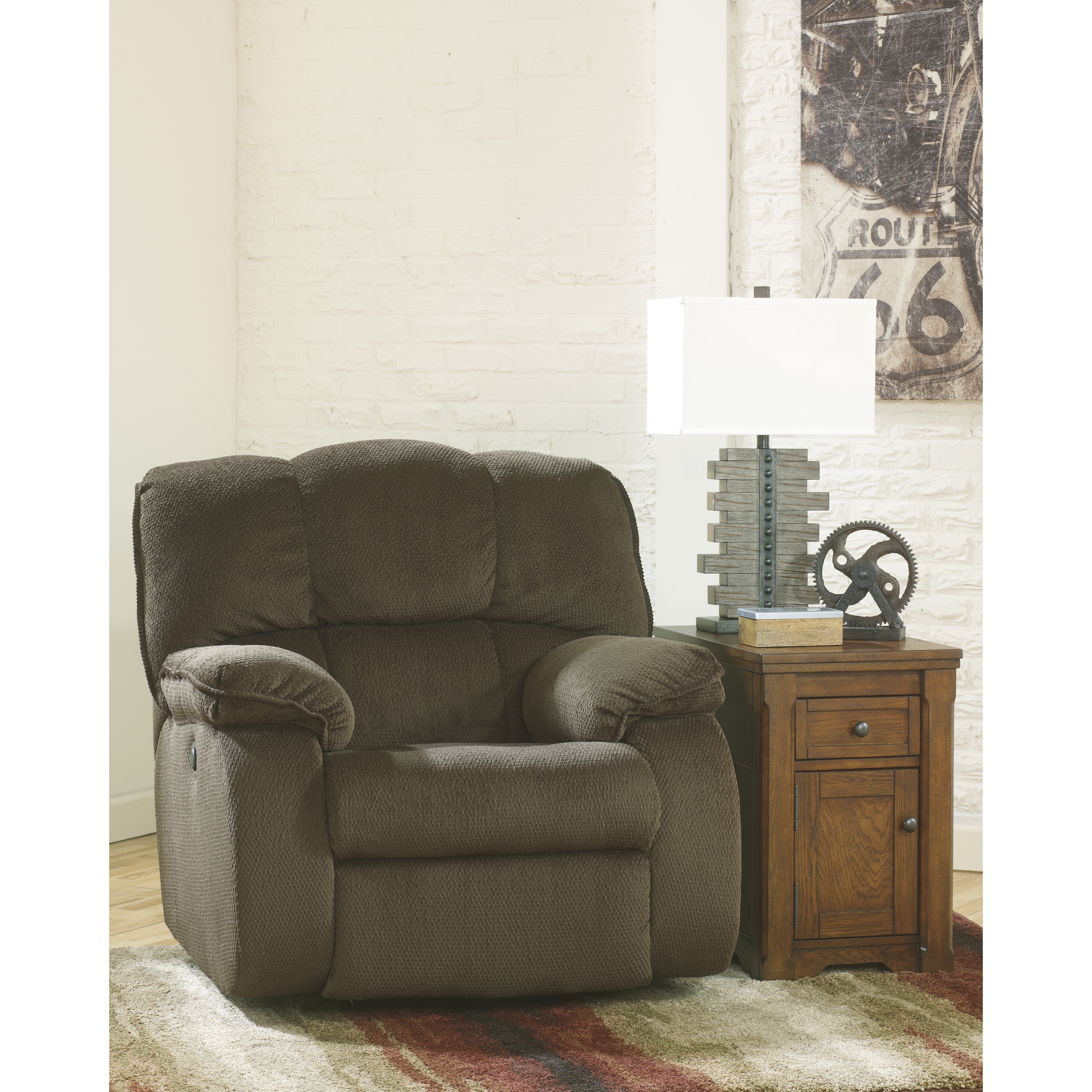 Signature Designs By Ashley Ledgestone Walnut Power Rocker Recliner