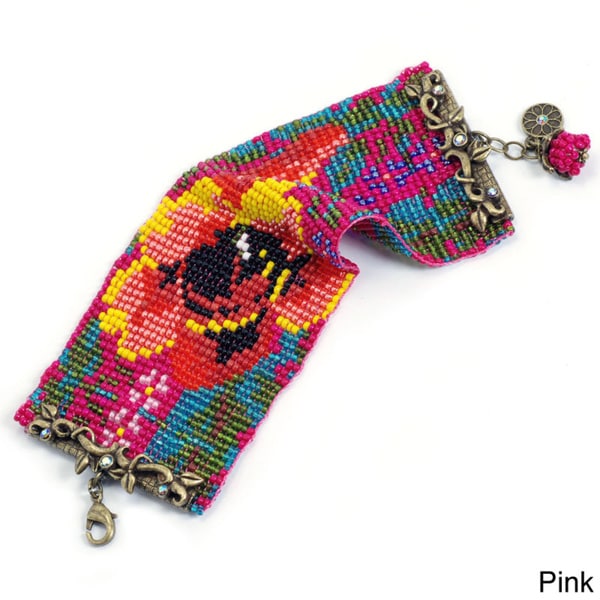 Sweet Romance Loom beaded Floral Tapestry Bracelet