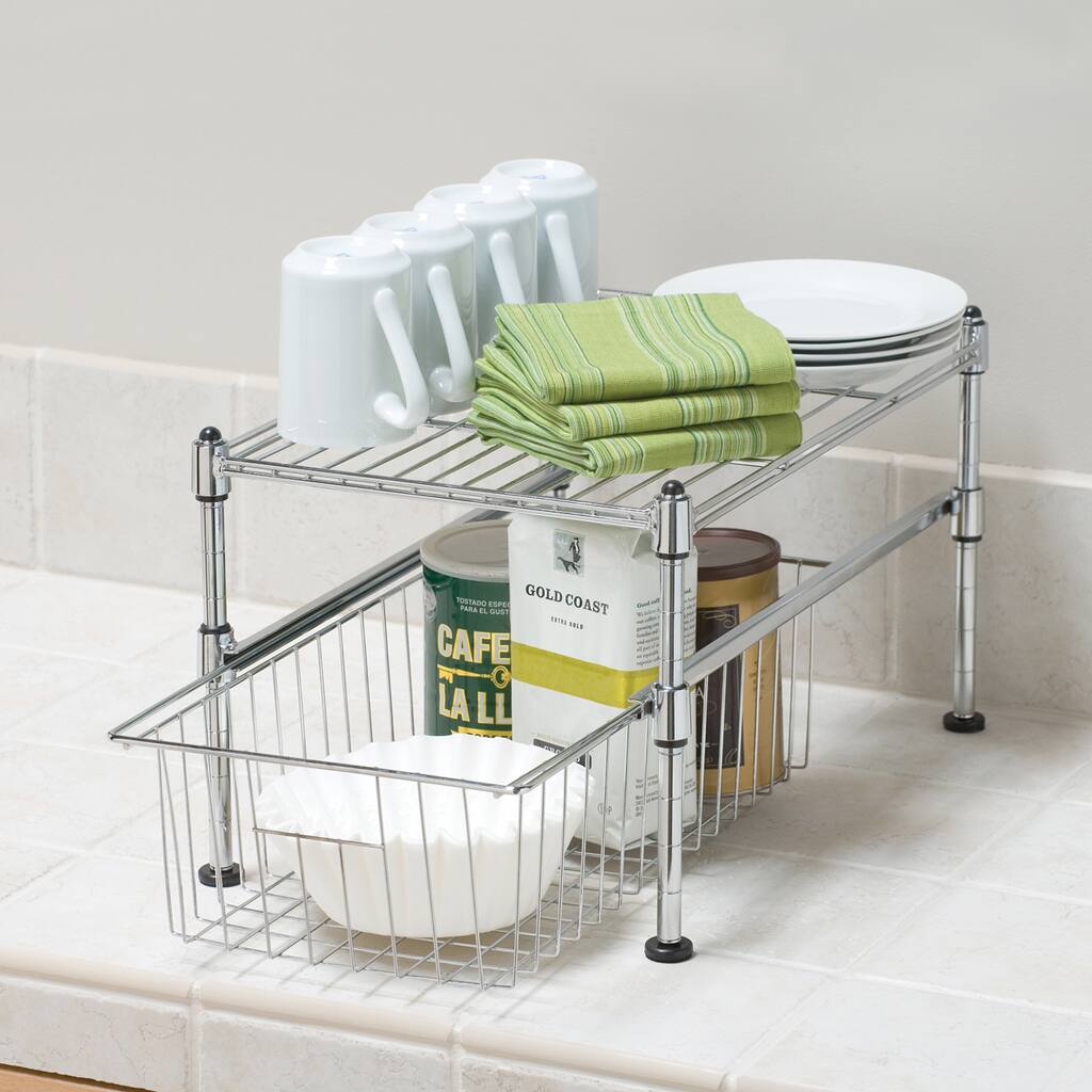 Seville Classics UltraZinc Mini Basket/Shelf Organizer - 11.5x17.5x10
