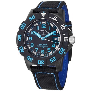 Zeno Mens 6709 515Q A14 Divers Black Dial Black/Blue Fabric Strap