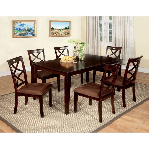 Furniture of America Xenise 7-piece Dark Walnut Dining Set - Free ...