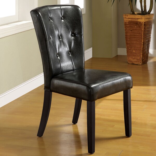 Shop Furniture of America Bellasia Black Leatherette Dining Chairs (Set