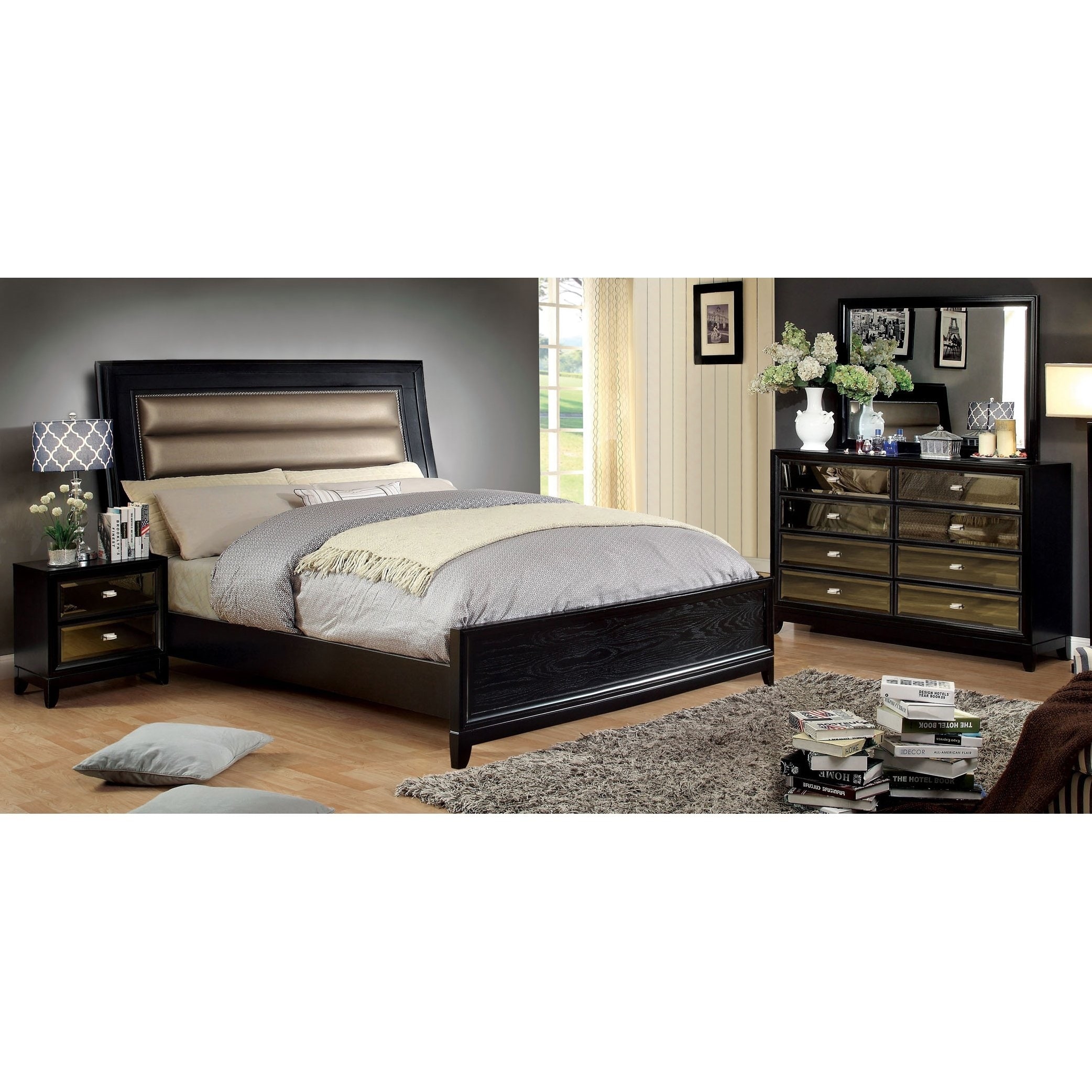 Furniture Of America Vow Contemporary Black 4 Piece Bedroom Set