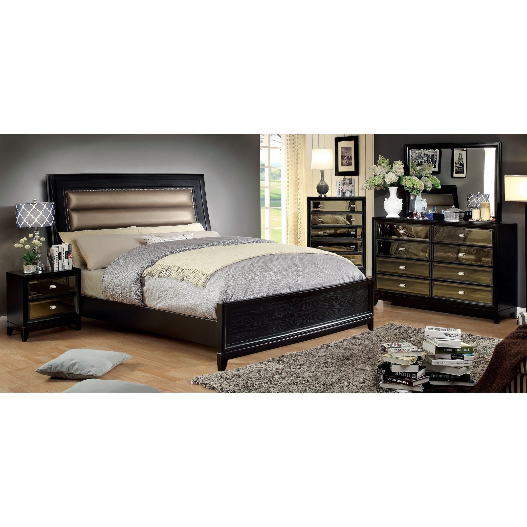 Furniture Of America Vow Contemporary Black 4 Piece Bedroom Set