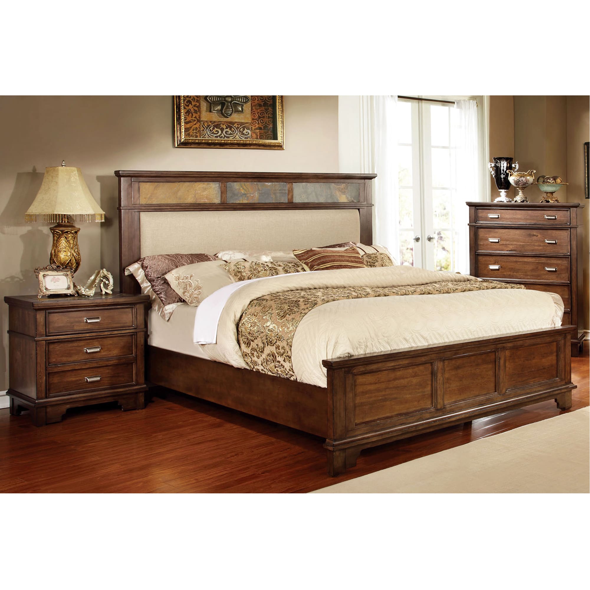 Furniture Of America Glisea 3 piece Brown Cherry Bed Set