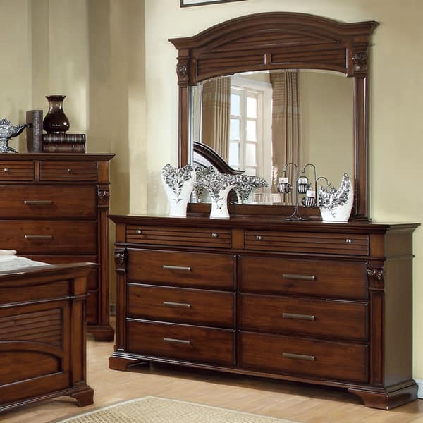 Shop Furniture Of America Eminell 4 Piece Antique Walnut Bedroom