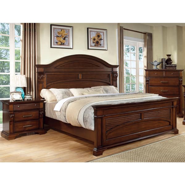 Furniture Of America Eminell 3 Piece Antique Walnut Bed Set Overstock 9151749