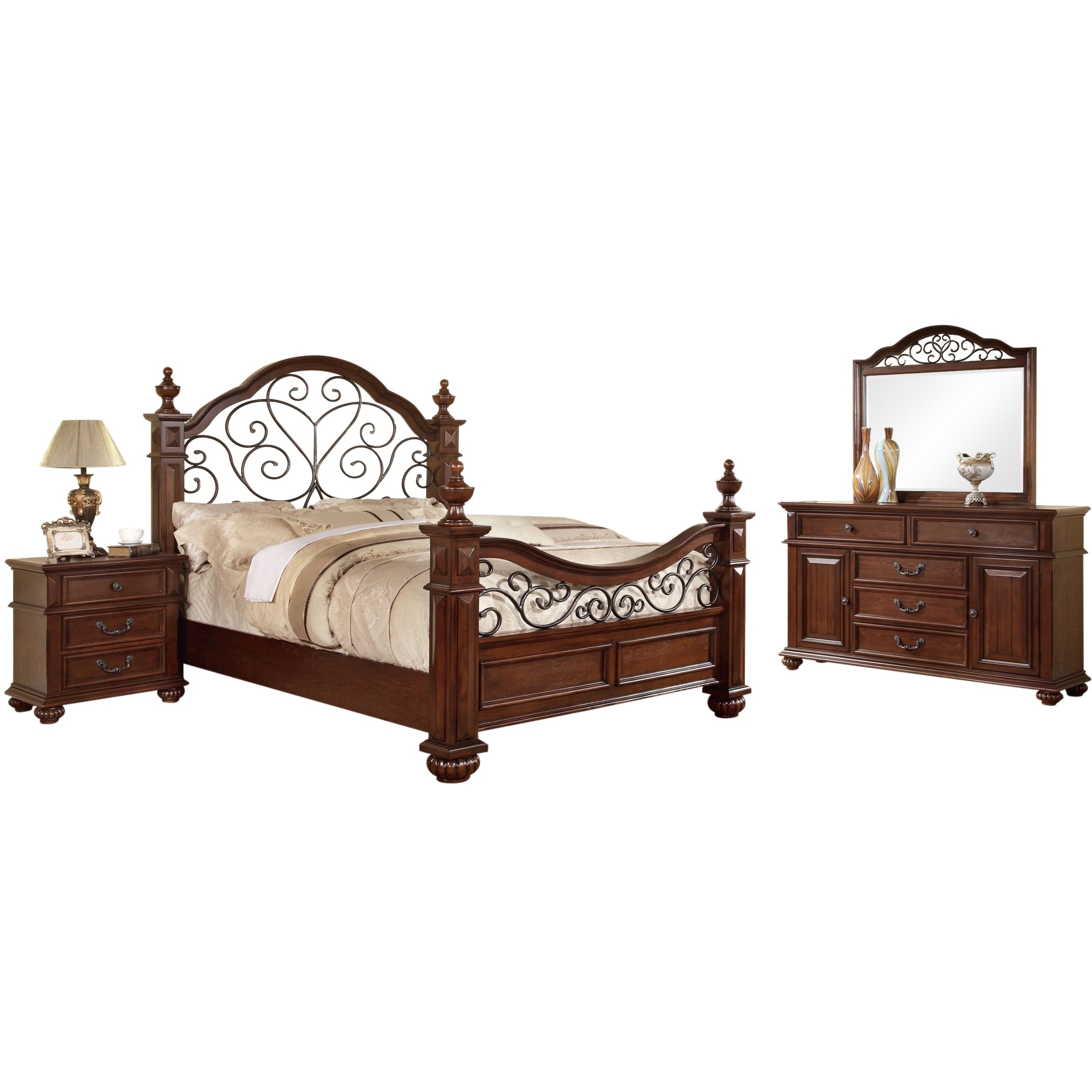 Furniture Of America Barath 4 piece Antique Dark Oak Bedroom Set