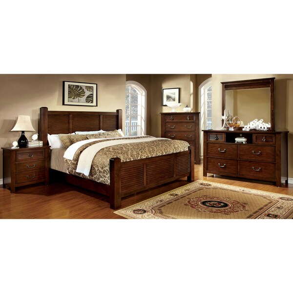 Shop Furniture of America Erindale 4Piece Brown Cherry Bedroom Set