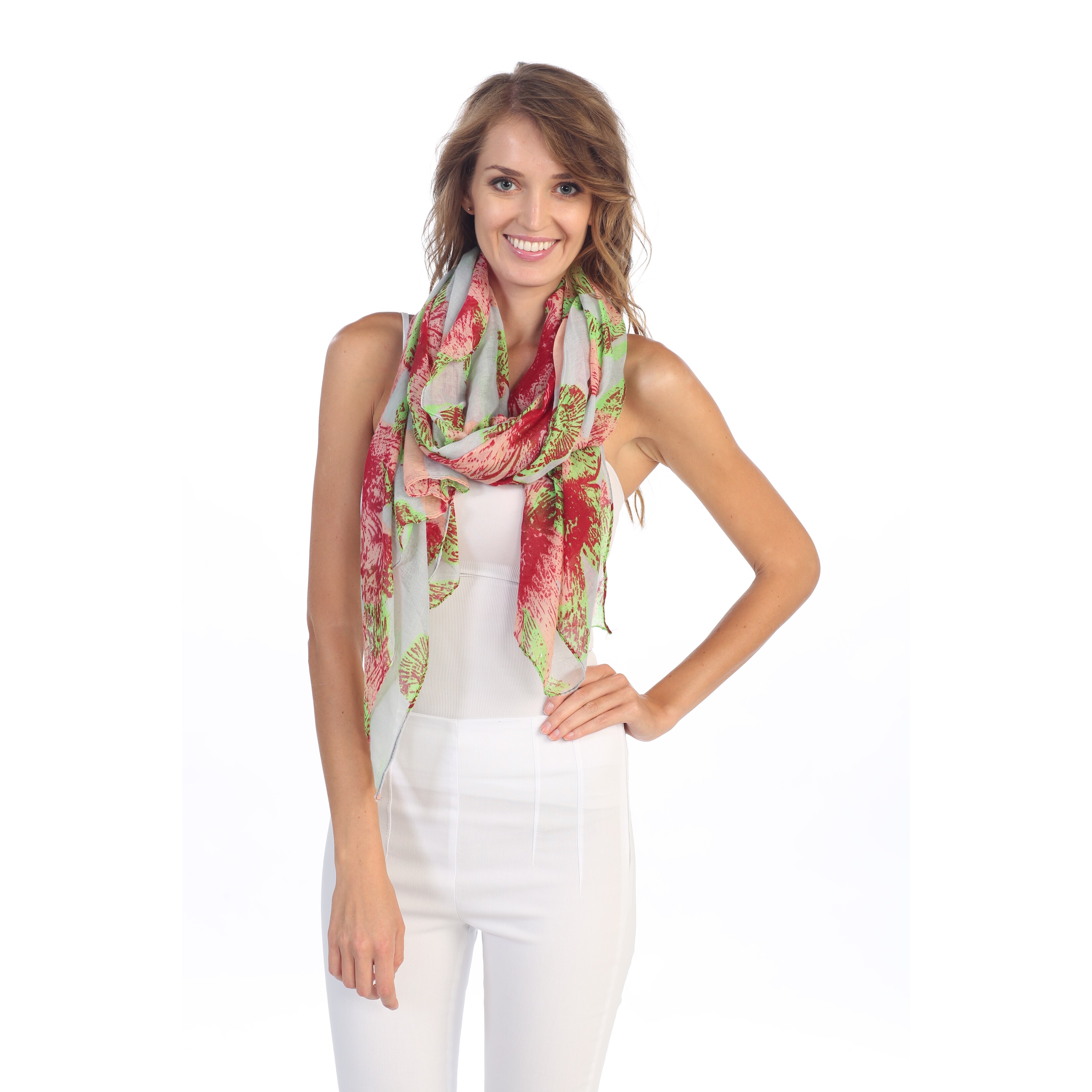 Womens Lime And Pink Scarf