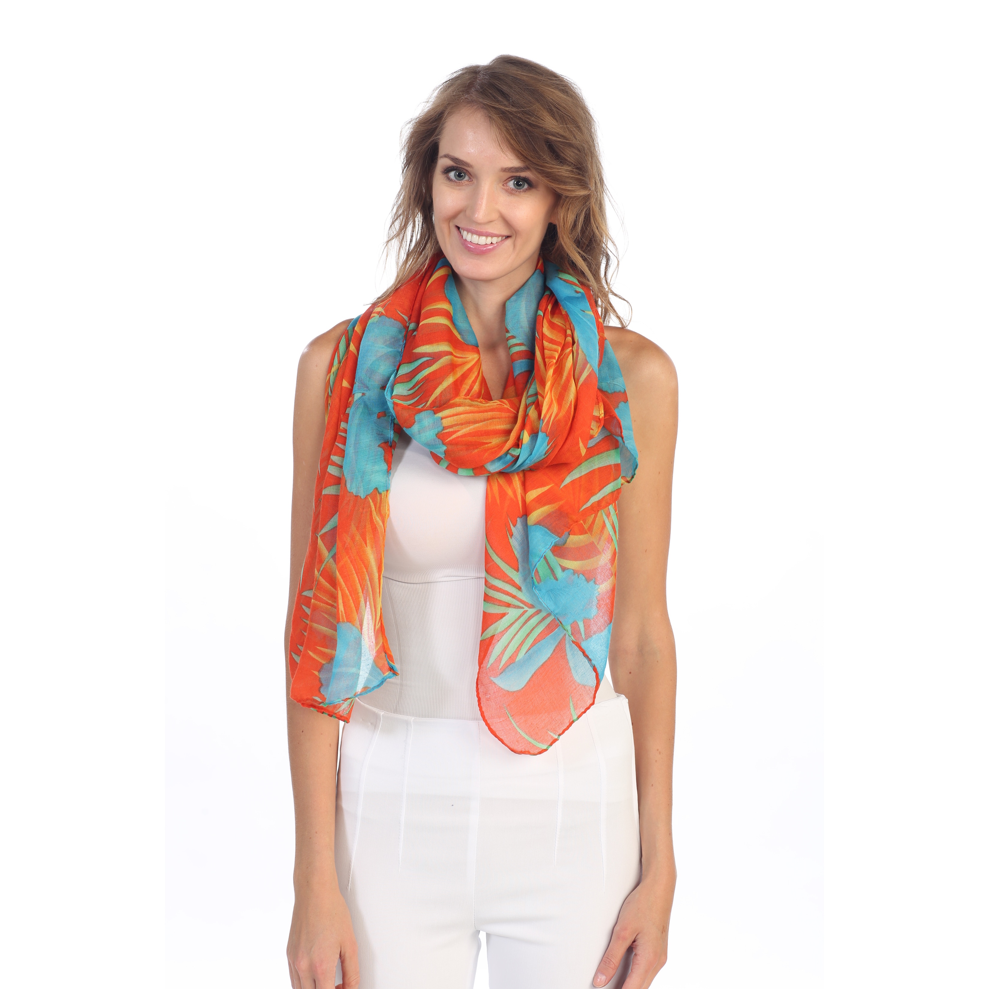 Long Coral Tropical Scarf