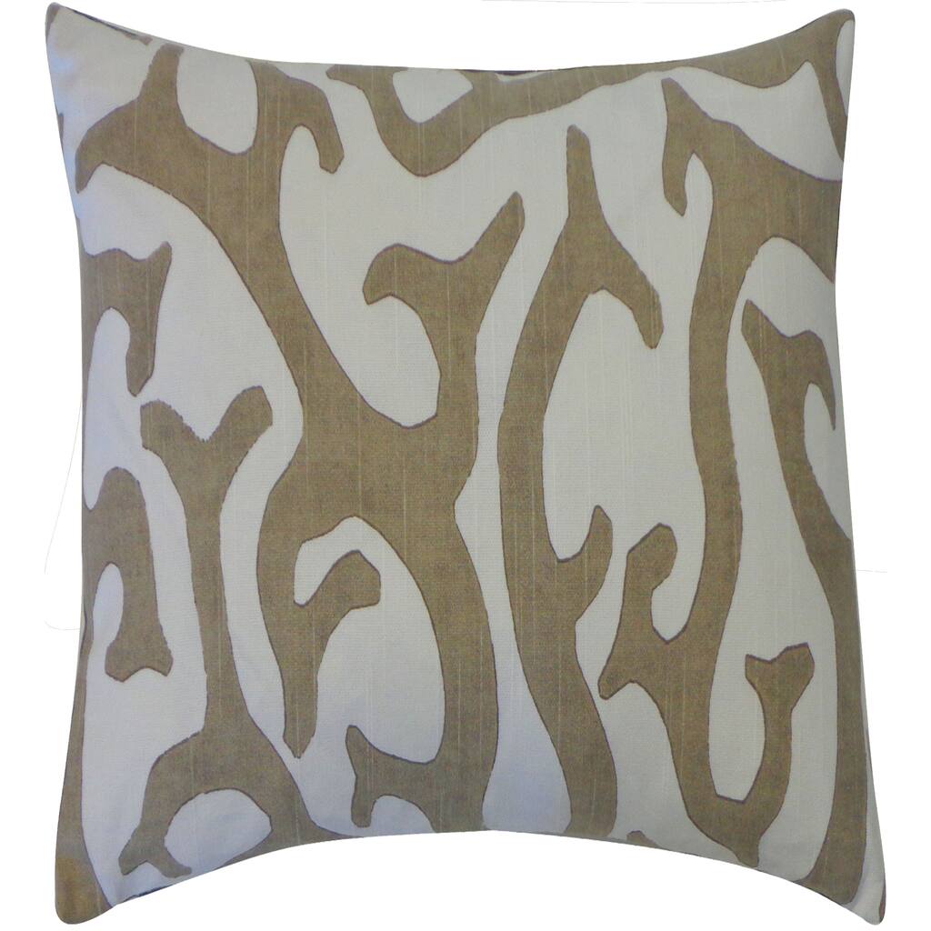 Jiti Taupe Reef Nautical & Coastal Geometric Cotton Accent Pillow - 20 x 20