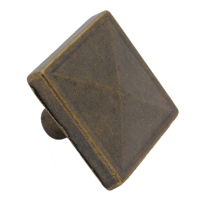 GlideRite 1.125-inch Antique Brass Classic Square Pyramid Cabinet Knobs (Pack of 10)
