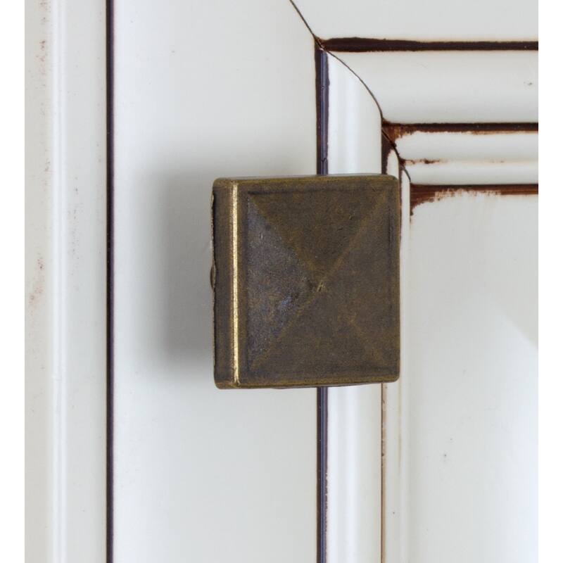 GlideRite 1.125-inch Antique Brass Classic Square Pyramid Cabinet Knobs (Pack of 10)