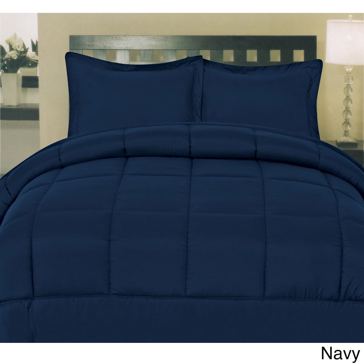 Plush Solid Color Box Stitch Down Alternative Comforter