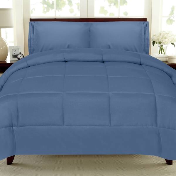 Shop Plush Solid Color Box Stitch Down Alternative Comforter Overstock 9153617
