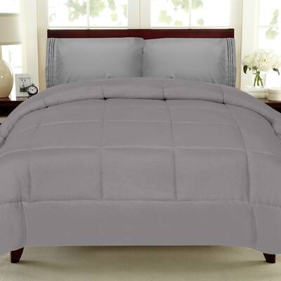 Plush Solid Color Box Stitch Down Alternative Comforter
