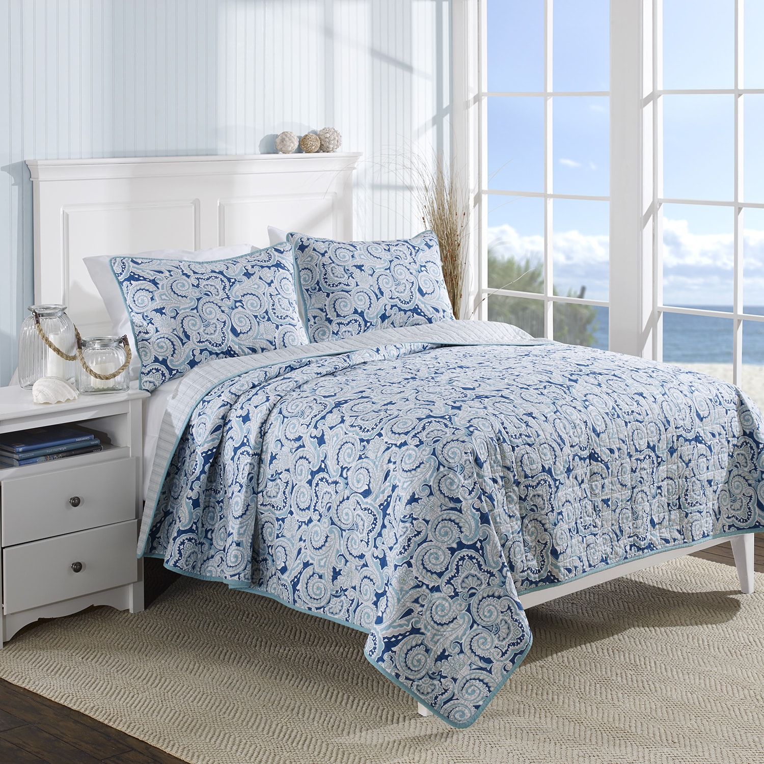 Nautica Aquinah Reversible Cotton 3 piece Quilt Set