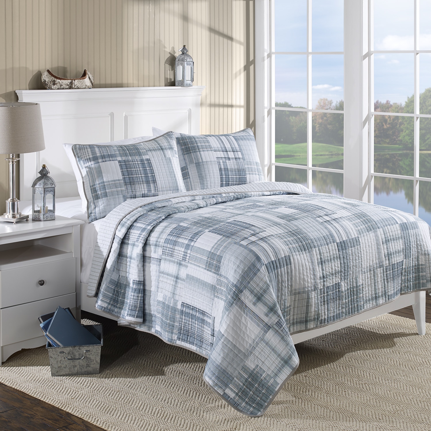 Nautica Glen Ridge Reversible Cotton 3 piece Quilt Set