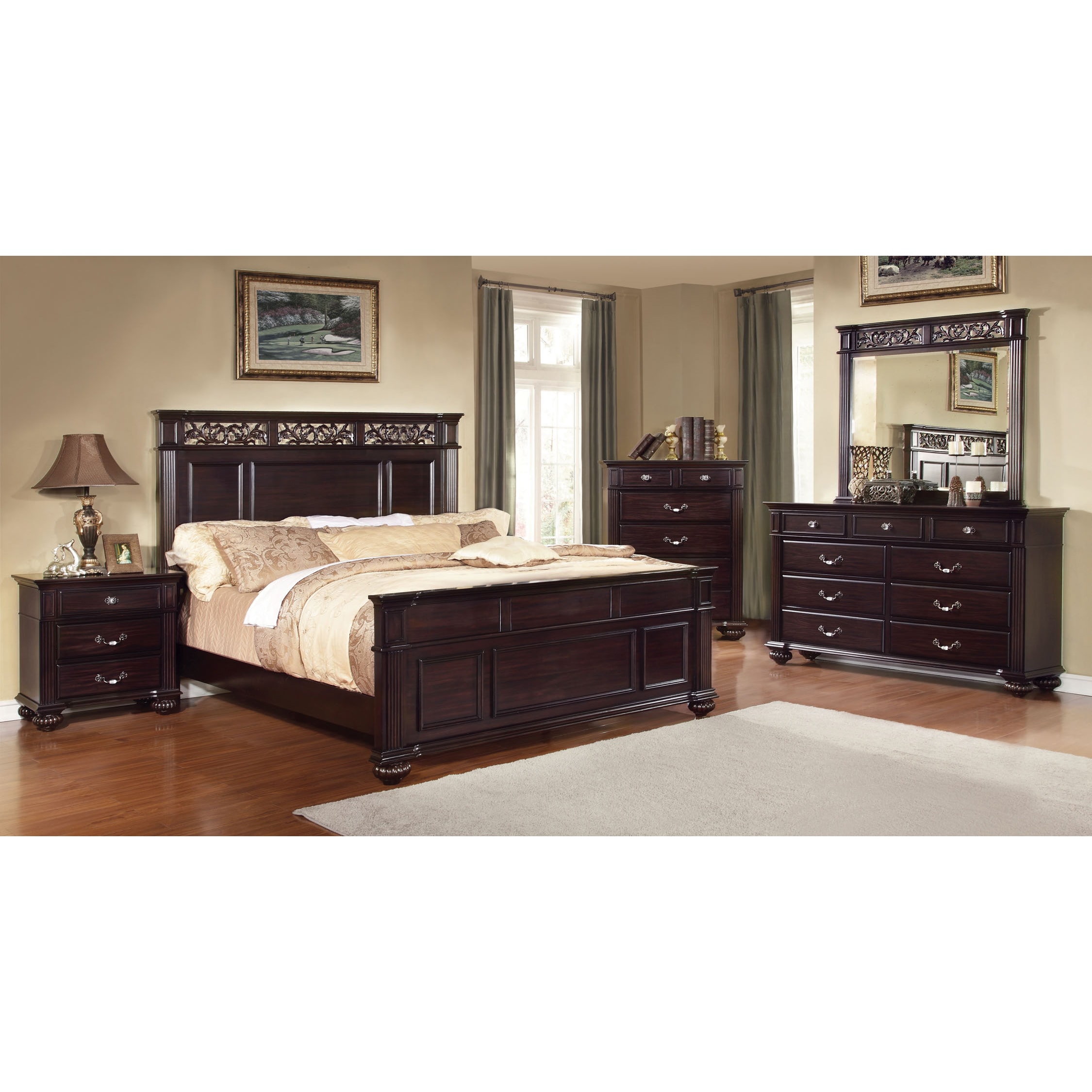 Furniture Of America Cherisan 4 piece Dark Walnut Bedroom Set