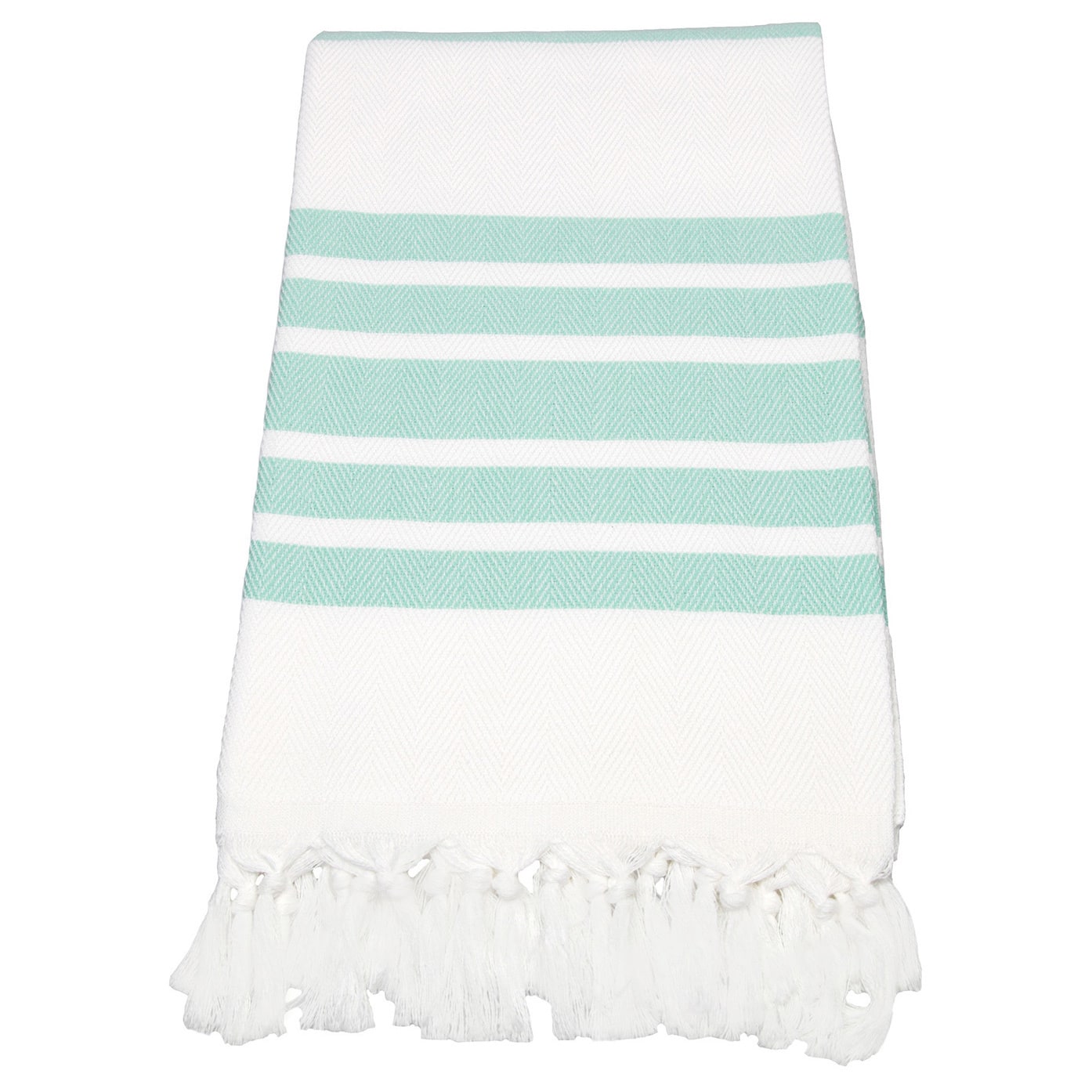 Authentic Pestemal Fouta Aqua and White Turkish Cotton Bath/ Beach Towel On Sale Bed Bath