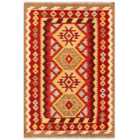Handmade One-of-a-Kind Wool Kilim (Afghanistan) - 3'2 x 4'9