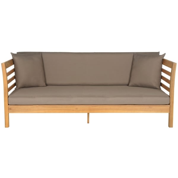 Safavieh Outdoor Living Malibu Brown/ Taupe Acacia Wood Cushioned Daybed