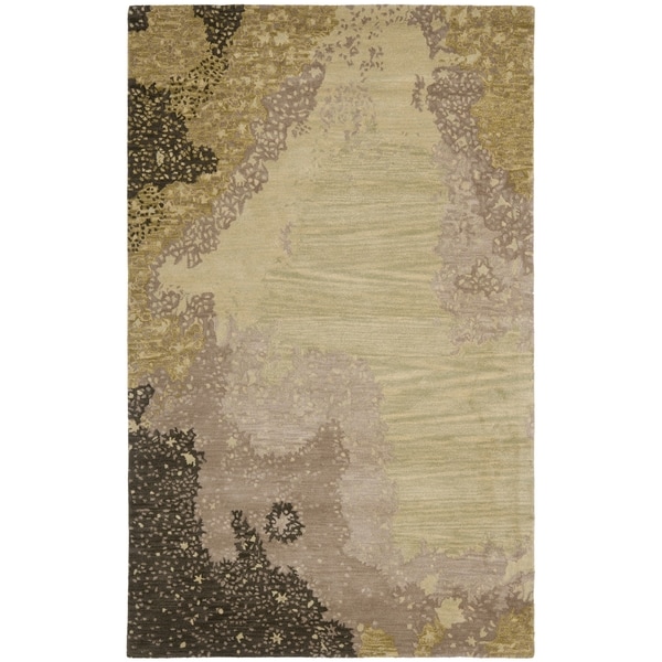 Safavieh Handmade Soho Modern Abstract Sage/ Grey Wool Rug - 7'6 x 9'6