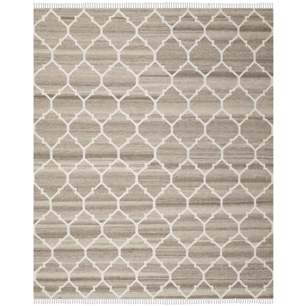 Safavieh Hand-Woven Natural Kilim Light Grey/ Ivory Wool Rug - 10' x 14'