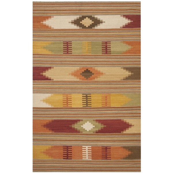 Safavieh Hand-Woven Kilim Red/ Multi Wool Rug - 10' x 14'