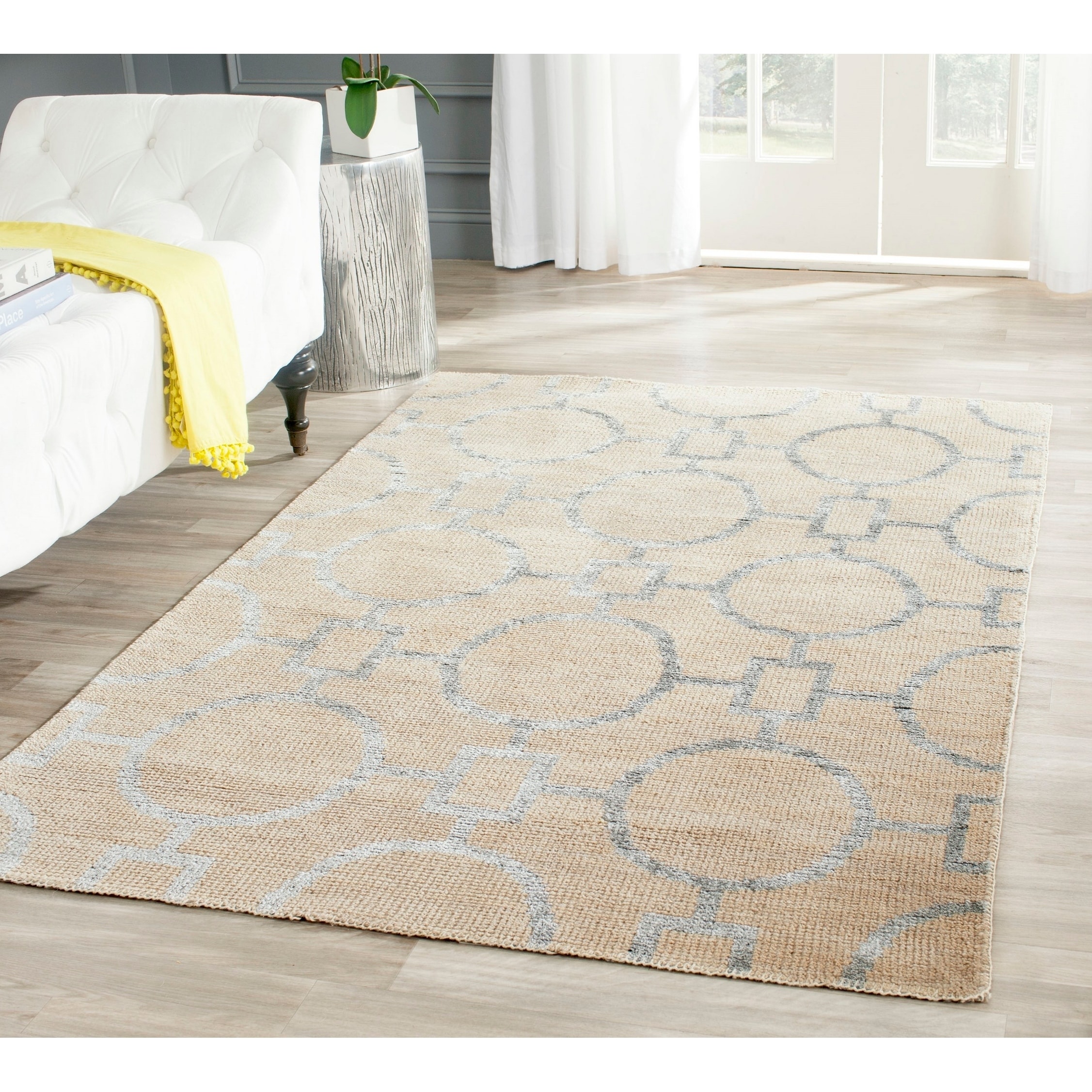 Safavieh Hand knotted Stone Wash Beige Wool/ Cotton Rug (5 X 8)