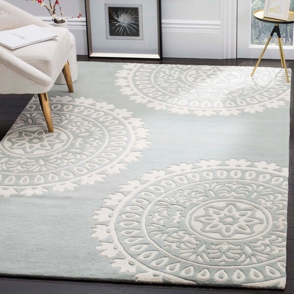 Safavieh Hand-tufted Bella Grey/ Ivory Wool Rug - 8'9 x 12'