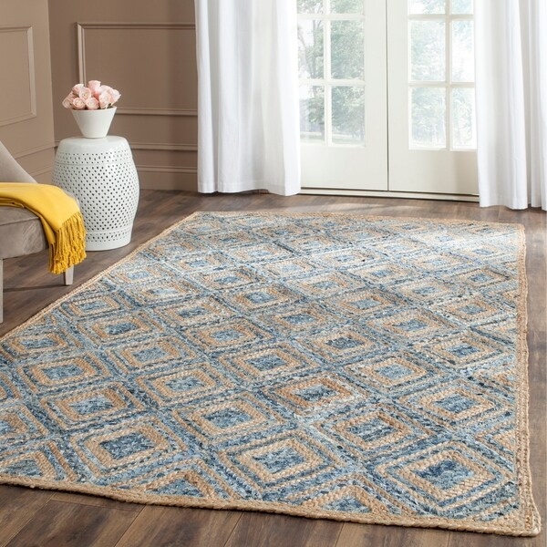 Safavieh Cape Cod Handmade Natural / Blue Jute Natural Fiber Rug - 9' X 12'