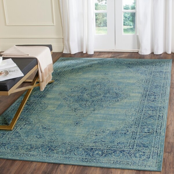 Safavieh Vintage Oriental Turquoise Distressed Silky Viscose Rug - 10' x 14'