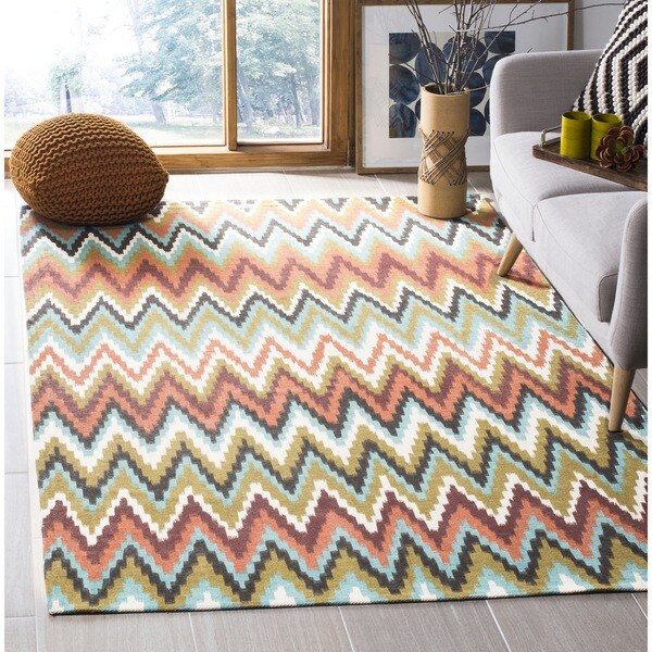 Safavieh Handmade Cedar Brook Teal/ Red Cotton Rug - 8' x 11'