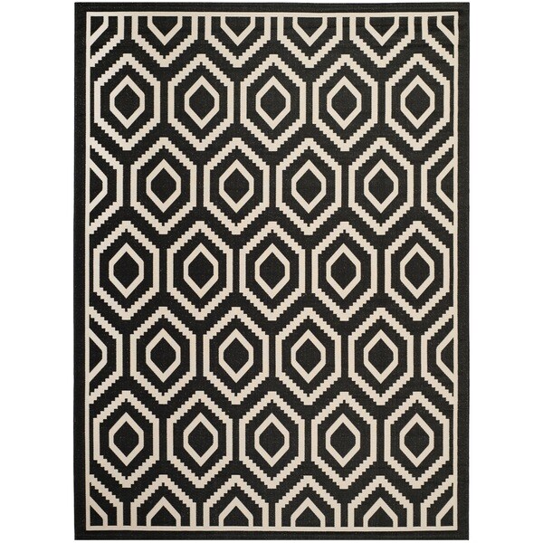 Safavieh Courtyard Honeycomb Black/ Beige Indoor/ Outdoor Rug - 9' x 12'