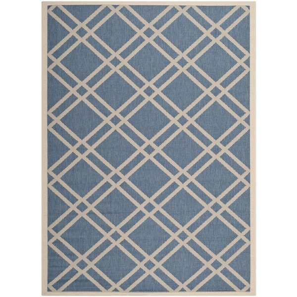 Safavieh Indoor/ Outdoor Courtyard Blue/ Beige Rug - 9' x 12'