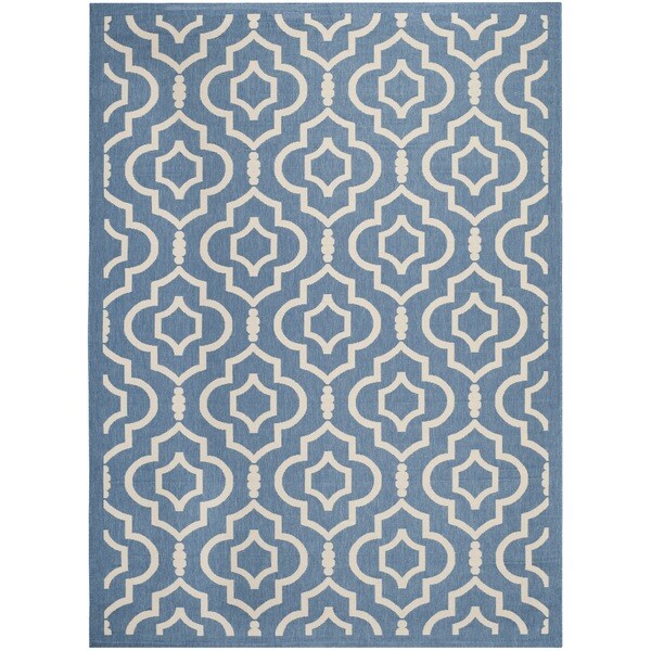 Safavieh Indoor/ Outdoor Courtyard Blue/ Beige Rug - 9' x 12'