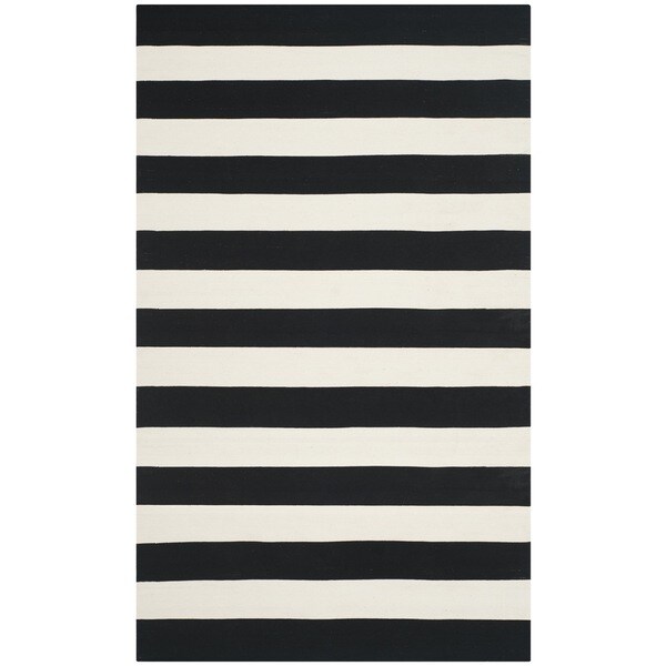 Safavieh Hand-woven Montauk Black/ White Cotton Rug - 9' x 12'