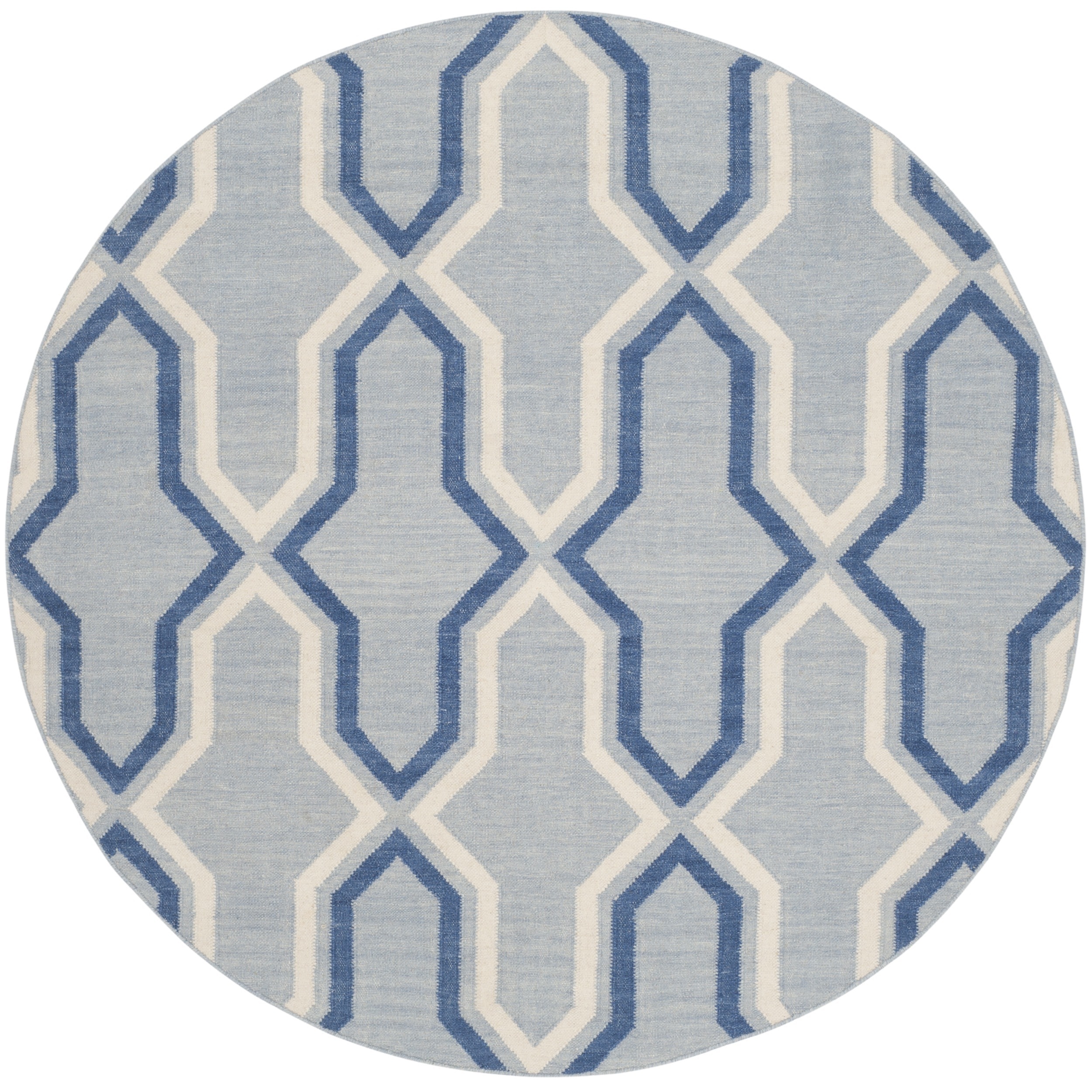 Safavieh Hand woven Dhurries Light Blue/ Dark Blue Wool Rug (6 Round)