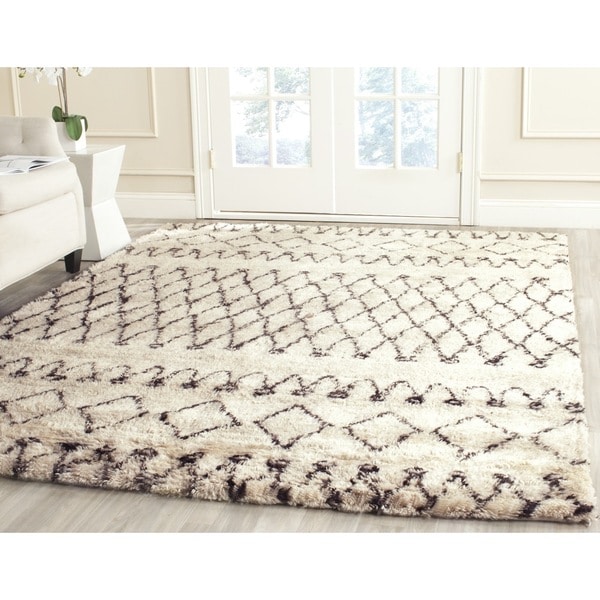 Safavieh Hand Tufted Casablanca White Dark Brown New Zealand Wool Safavieh Hand Tufted Casablanca White Dark Brown New Zealand Wool Rug 6