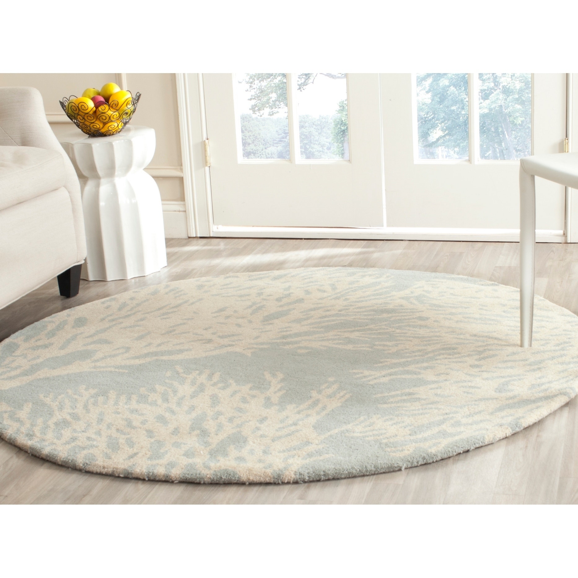 Shop Safavieh Hand-Tufted Bella Grey/ Ivory Wool Rug - 7' X 7' Round