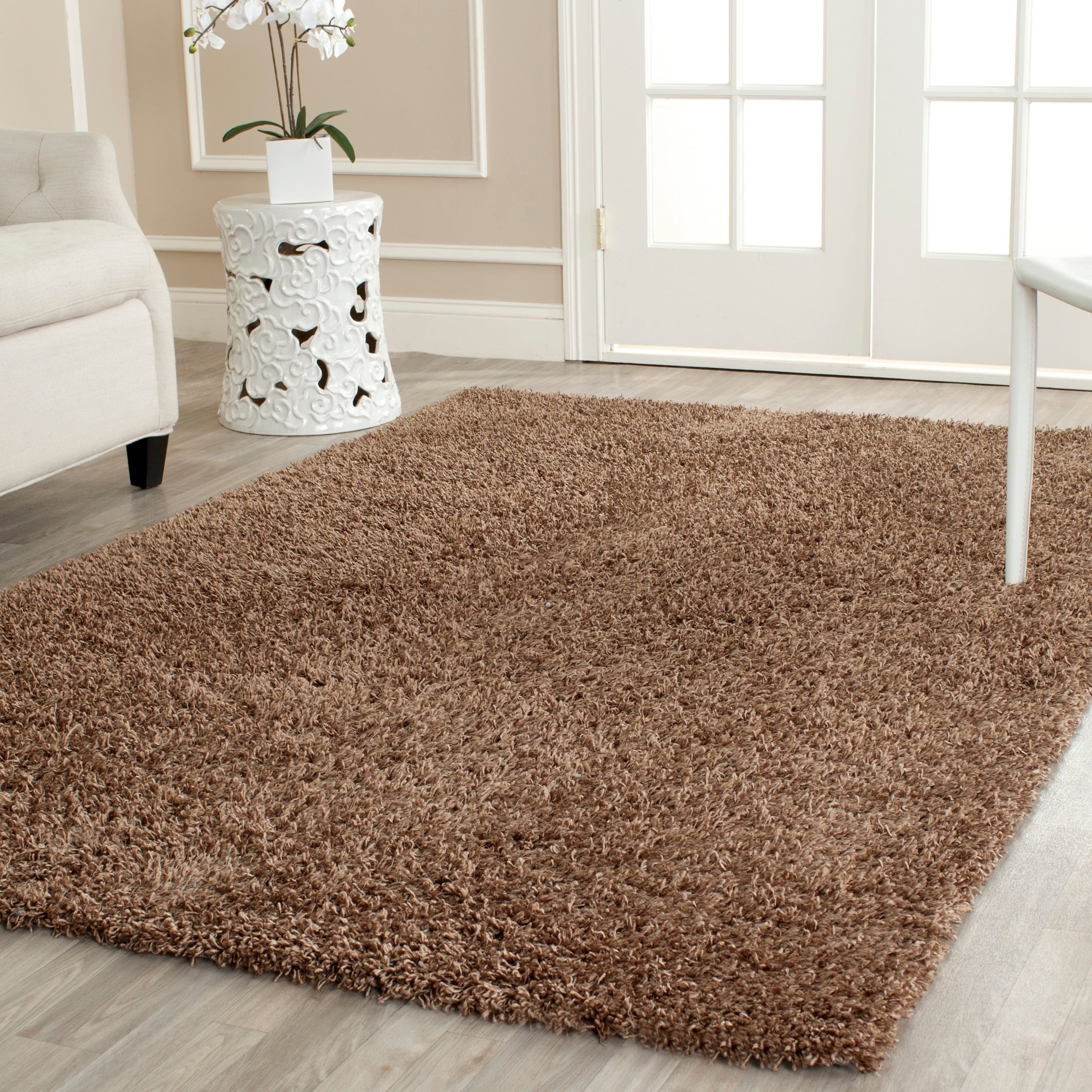 Safavieh Handmade Shag Light Brown Polyester Rug (9 X 12)