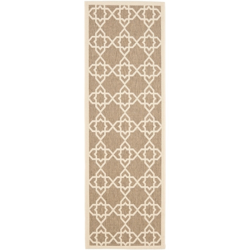 Safavieh Indoor/ Outdoor Courtyard Brown/ Beige Rug (23 X 12)