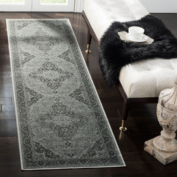 Safavieh Vintage Oriental Light Blue/ Multi Distressed Silky Viscose Rug - 2'2 X 12'