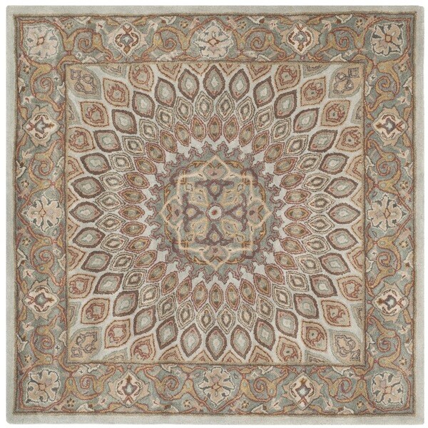 Safavieh Handmade Heritage Timeless Traditional Blue/ Grey Wool Rug - 8' Square