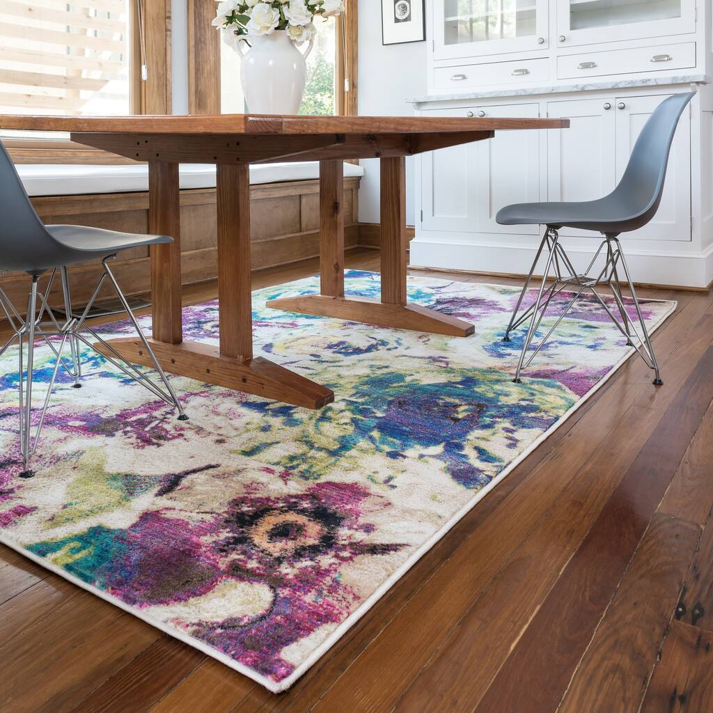 Alexander Home Modern Watercolor Floral Area Rug