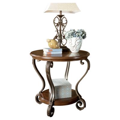 Signature Design by Ashley Nestor Brown Wood and Metal Hand-finished End Table