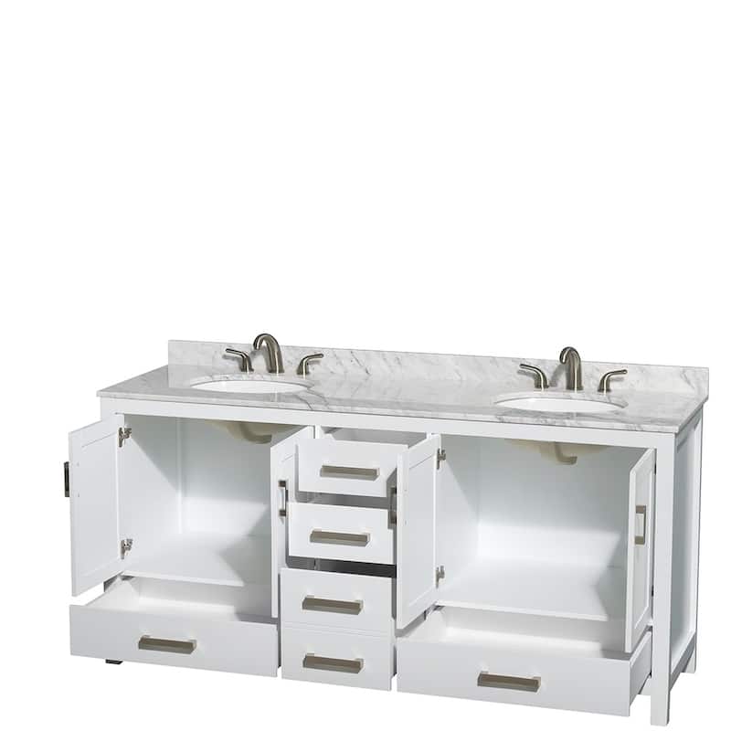 Wyndham Collection Sheffield 72-inch Double White Vanity