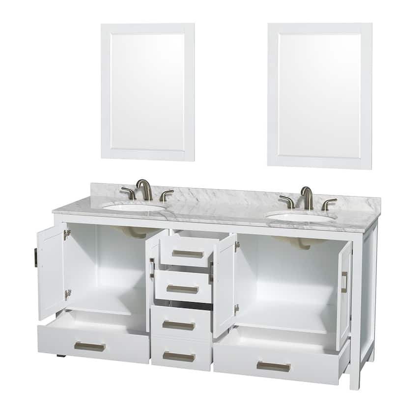 Wyndham Collection Sheffield 72-inch Double White Vanity